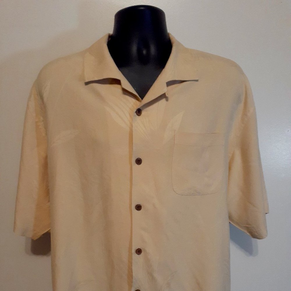 Tommy Bahama Hawaiian Camp Yellow 100% Silk Shirt